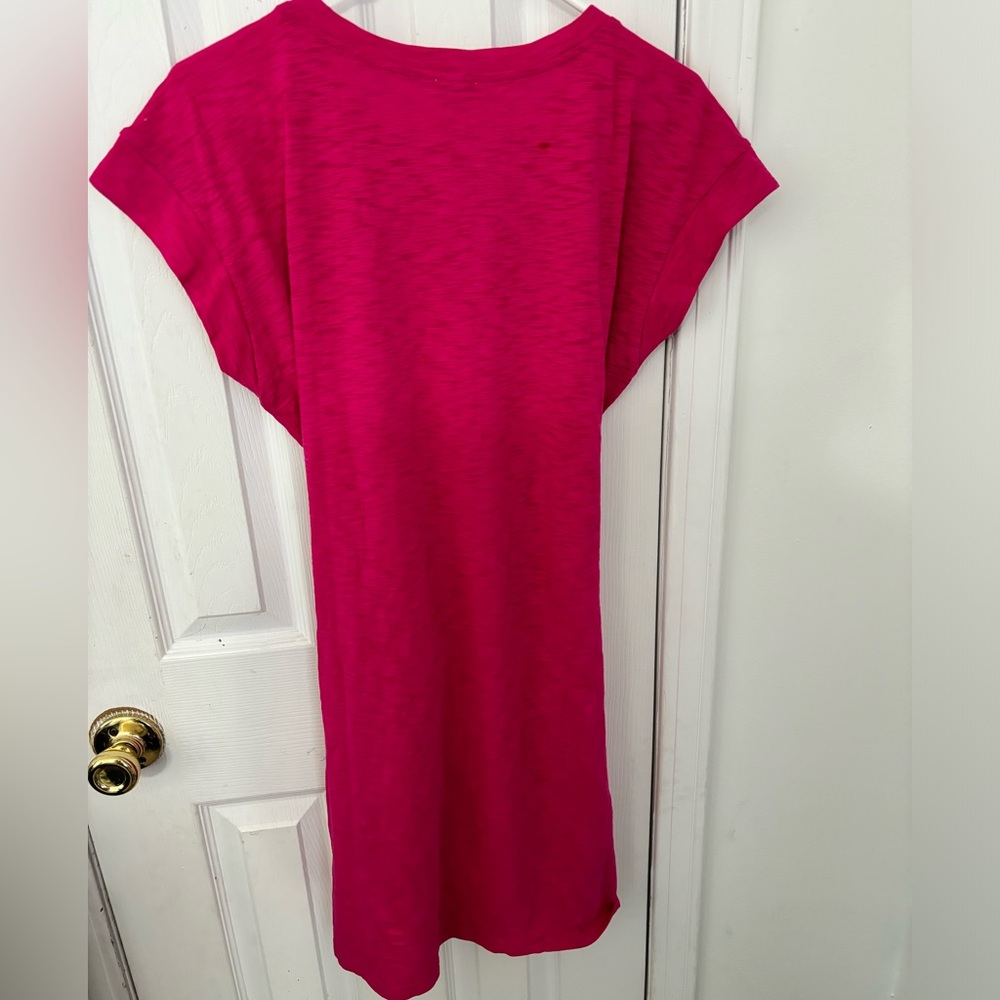 J Crew T Shirt Dress Womens Medium Tie Waist Mini Cap Sleeves Dolman Cotton - Picture 4 of 5